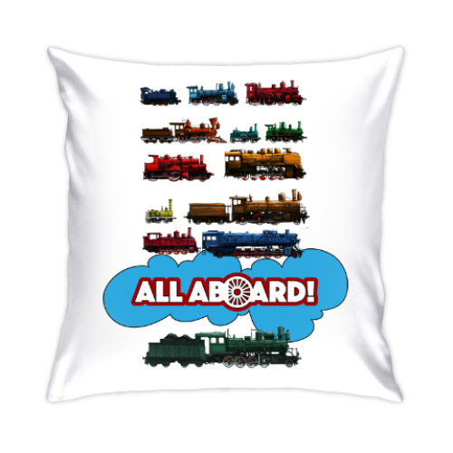 Подушка с принтом Паровозы