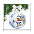 Белый ёлочный шарик с мышкой