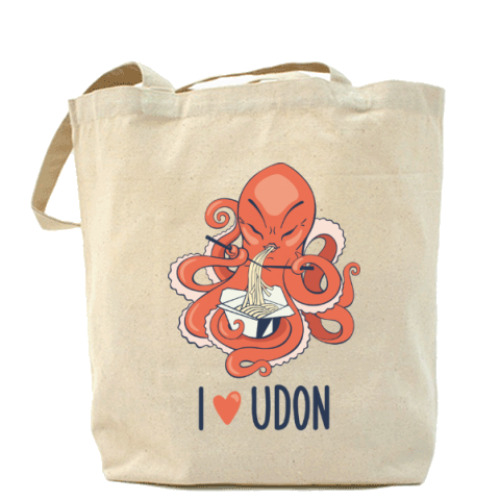 Сумка шоппер с принтом I love udon