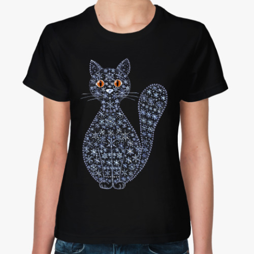 Женская футболка с принтом Снежный Кот
