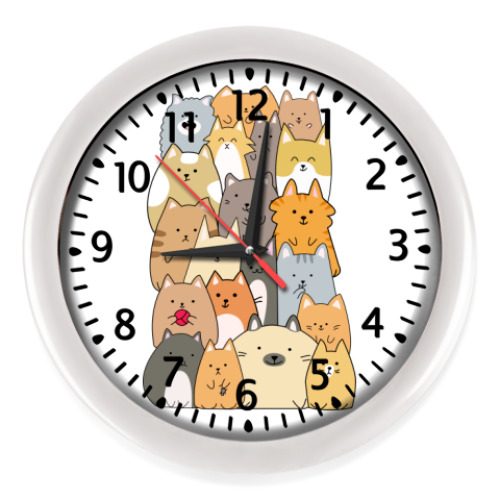 Настенные часы с принтом Смешные коты (funny cats)