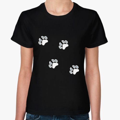 Женская футболка с принтом Кошачьи лапки