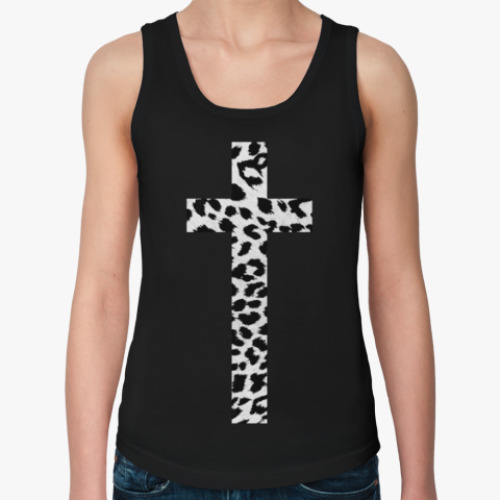 Женская майка с принтом крест с леопардовой текстурой