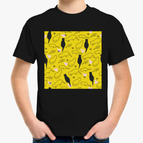 Детская футболка с принтом Кошачья любовь