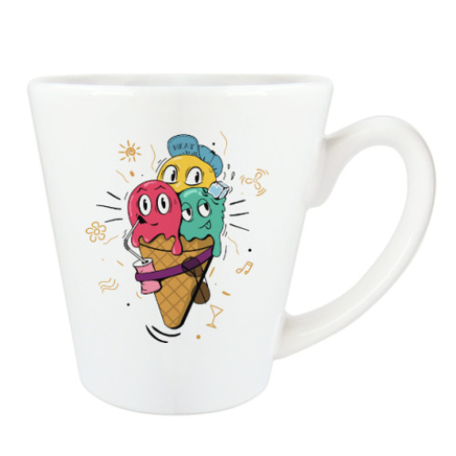 Чашка Латте с принтом Смешные шарики мороженного