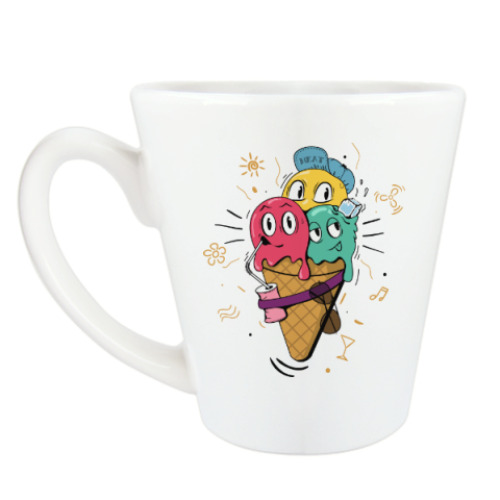 Чашка Латте с принтом Смешные шарики мороженного