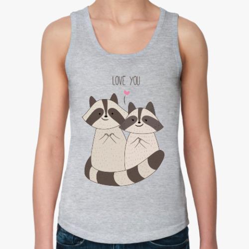 Женская майка с принтом Еноты любовь