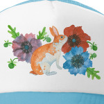 Кролик в цветах анемоны