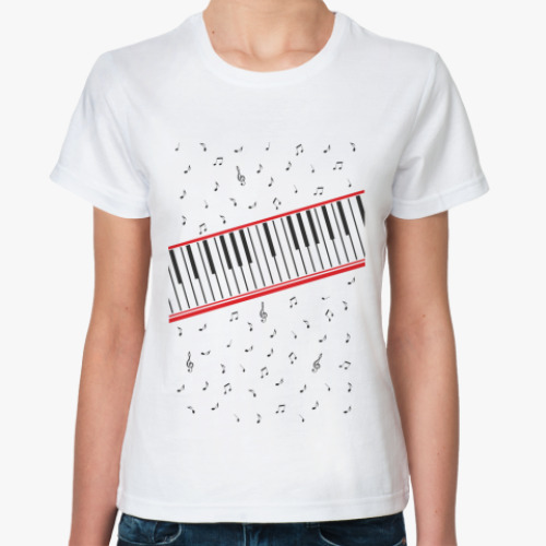 Классическая футболка с принтом  МУЗЫКА