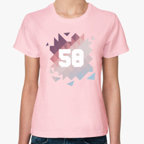 Женская футболка с принтом Цифра 58 (Low Poly)