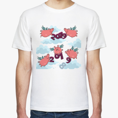 Футболка с принтом Новогодние Свинки 2019