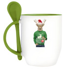 рождественский олень в свитере и очках