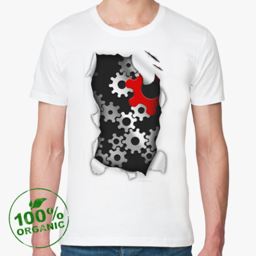 Футболка из органик-хлопка с принтом Шестерёнки