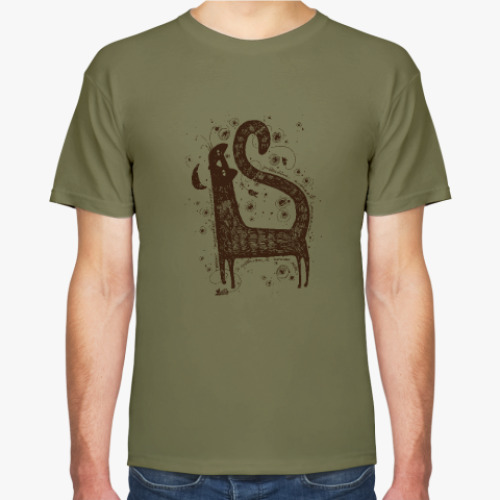 Футболка с принтом кошка и ночь