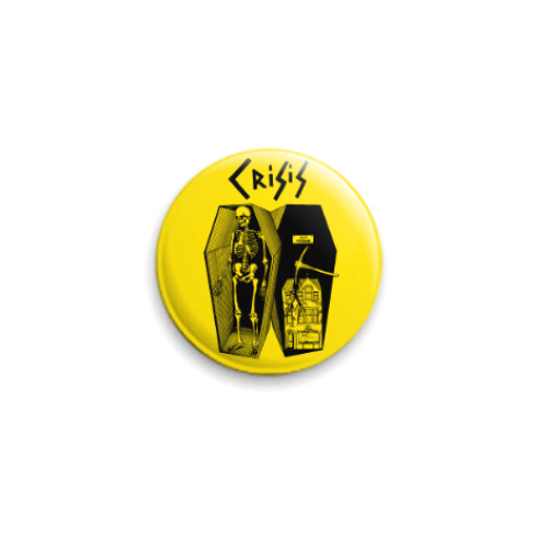 Значок 25мм с принтом Crisis 'No Town Hall'