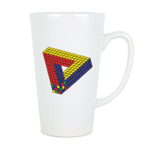 Чашка Латте с принтом Оптическая иллюзия «Кубик Рубика»