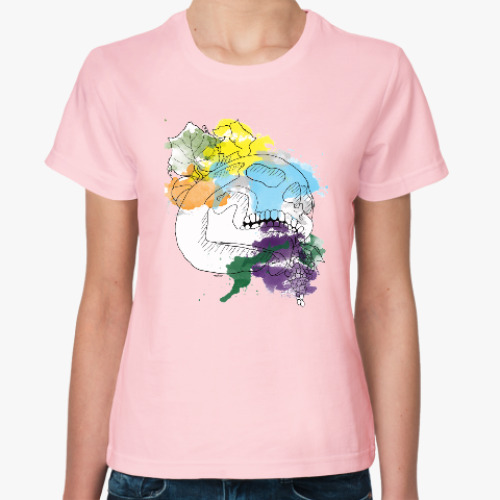 Женская футболка с принтом Октябрьский череп