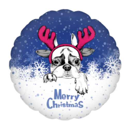 Подушка с принтом Бульдог - Олень