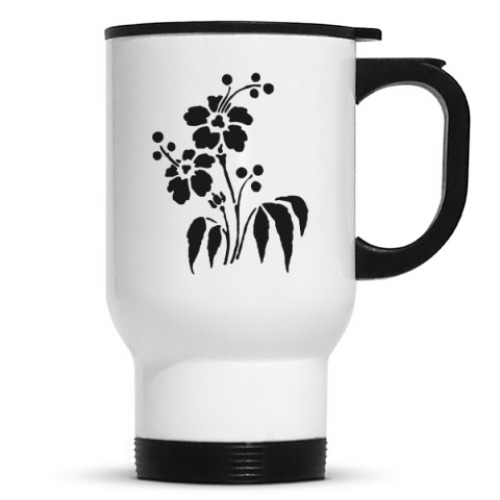 Кружка-термос с принтом Цветы