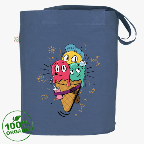 Сумка шоппер с принтом Смешные шарики мороженного