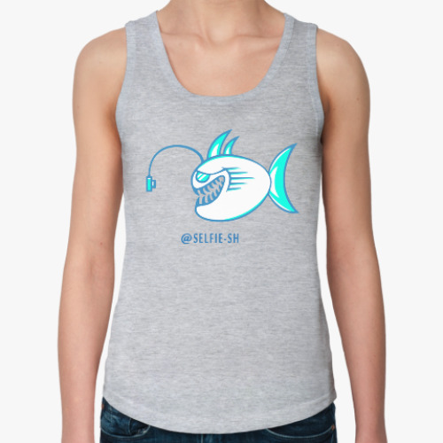 Женская майка с принтом Рыба-селфи