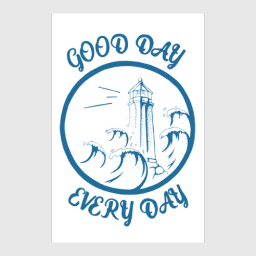 Постер с принтом маяк и море