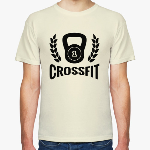 Футболка с принтом Кроссфит логотип с гирей