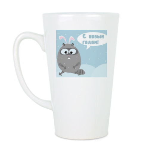 Чашка Латте с принтом Новогодний кот.