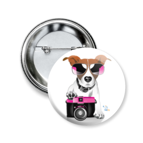 Значок 50мм с принтом Рассел с камерой