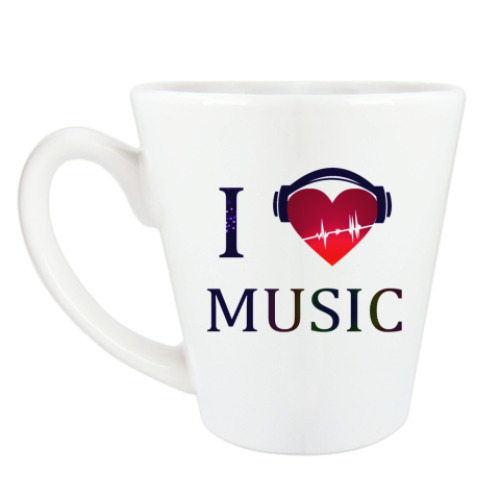 Чашка Латте с принтом Я люблю музыку