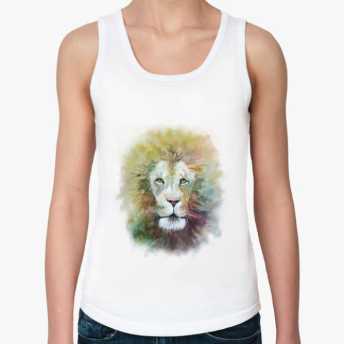 Женская майка с принтом Лев, акварель