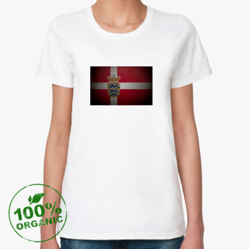 Женская футболка из органик-хлопка с принтом  'Датский флаг'