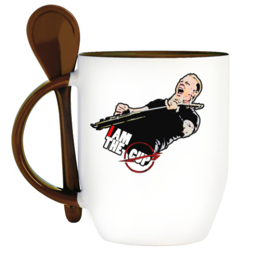 Кружка с ложкой с принтом I am the CUP