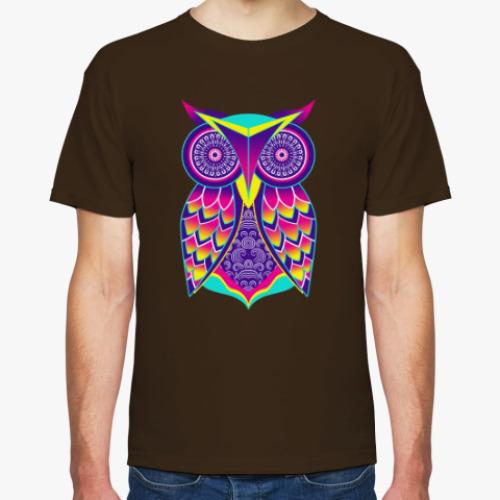 Футболка с принтом Сова-ультрафиолет