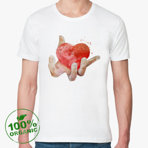 Футболка из органик-хлопка с принтом Сердце в руке, heart in hand