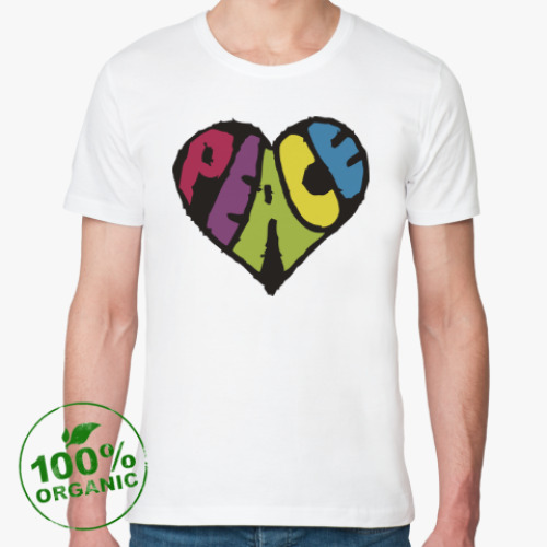 Футболка из органик-хлопка с принтом Сердце мира