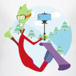 Инопланетянин. Сноуборд. Селфи. Прикольный. Айфон