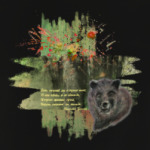 Медведь. Деревья. Темный лес.