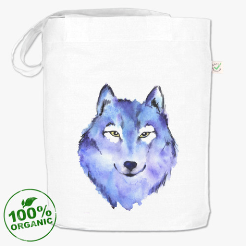 Сумка шоппер с принтом Акварельный волк