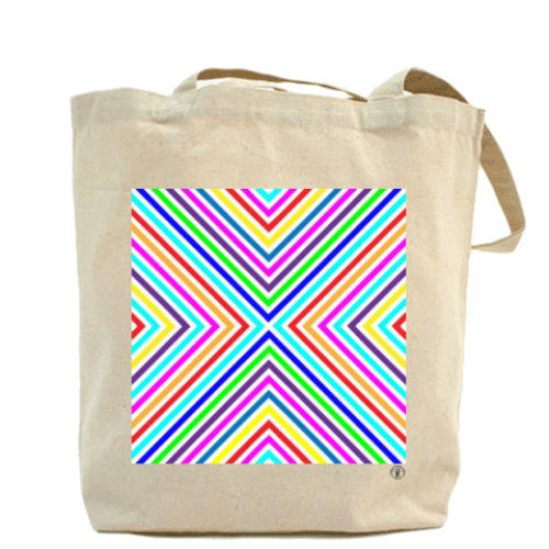 Сумка шоппер с принтом Цветные треугольники.