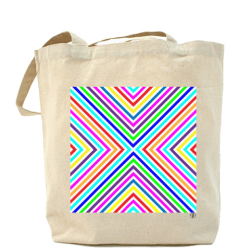 Сумка шоппер с принтом Цветные треугольники.