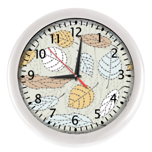 Настенные часы с принтом Листья