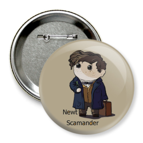 Значок 75мм с принтом Newt Scamander