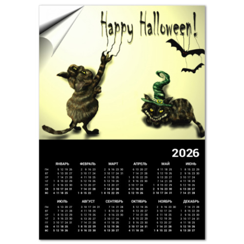 Календарь с принтом Хэллоуин Halloween