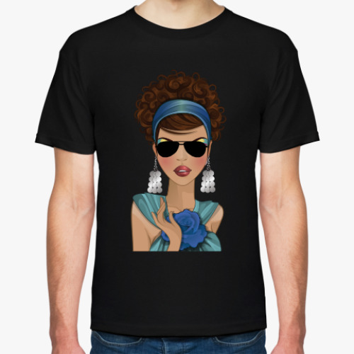 Футболка с принтом Девушка в очках