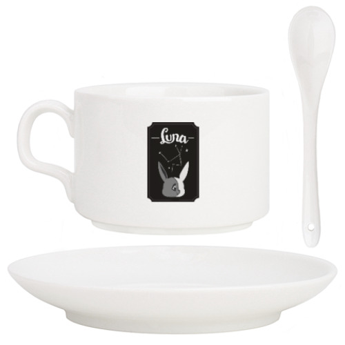Кофейный набор с принтом Зайка Луна