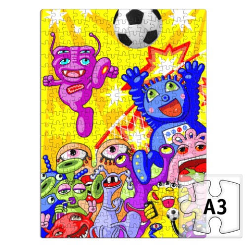 Пазл с принтом Футбол.Монстрики-пришельцы