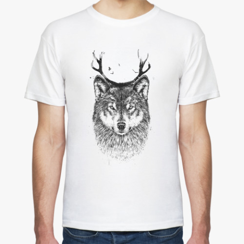 Футболка с принтом Волк с рогами