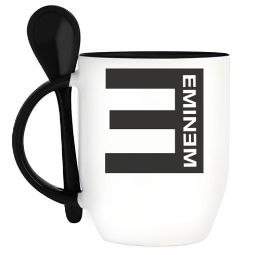 Кружка с ложкой с принтом Eminem E