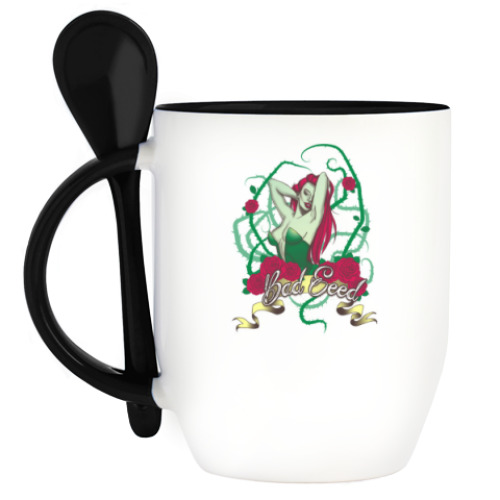 Кружка с ложкой с принтом Poison Ivy